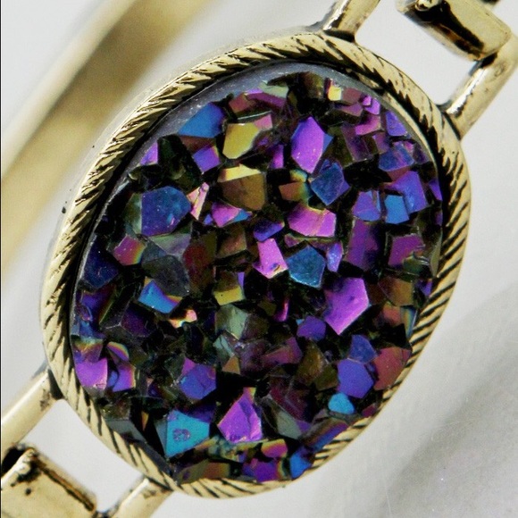 Purple antique gold Druzy style bracelet - Picture 2 of 2