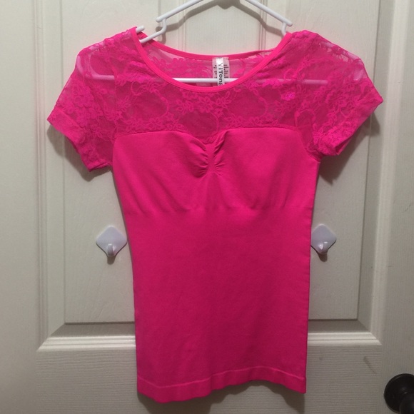 Nylon/spandex hot pink top