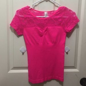Nylon/spandex hot pink top
