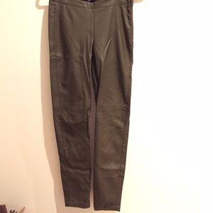Army green faux leather pants