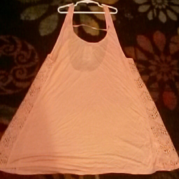 Coral crochet inset dress / long tank new with tag