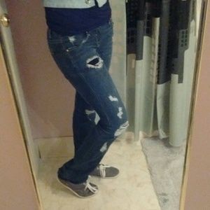 Size 24 Ripped Rich and Skinny Dark Jeans