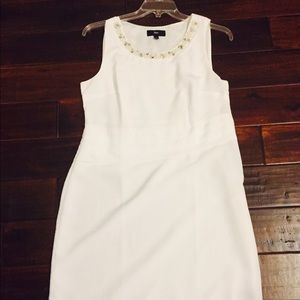 White pearl & Rhinestone collared dress