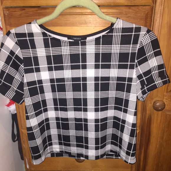 Plaid boxy crop top