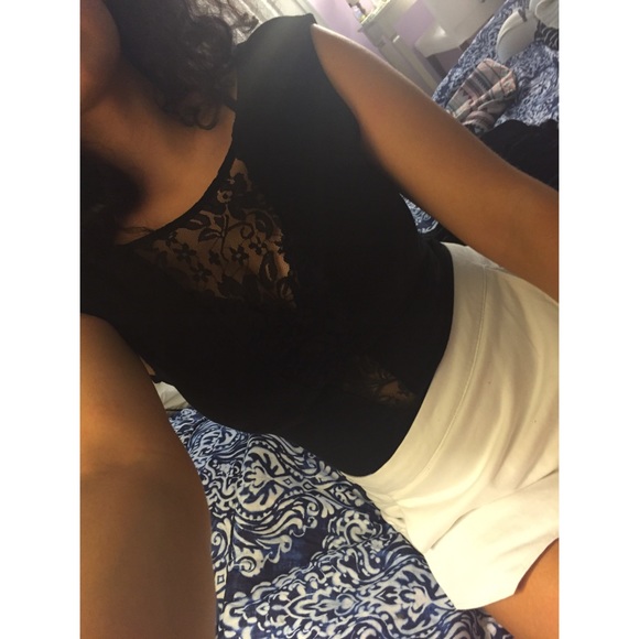 Black Body Suit with lace V