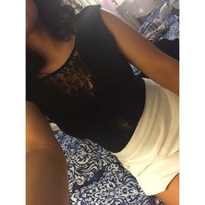 Black Body Suit with lace V