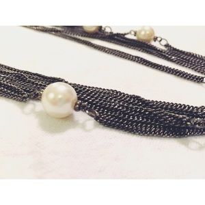 NWOT Silver chain and Pearl Necklace