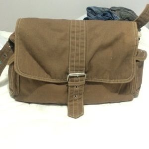 Brown fabric satchel