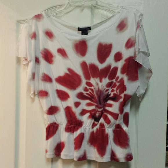 Kenneth Cole New York white/floral flutter sleeve