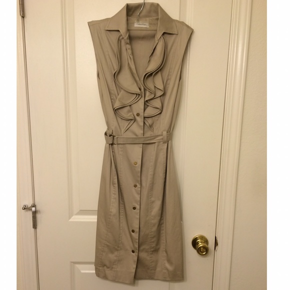 Calvin Klein Khaki Tan Button-up Dress Size 4
