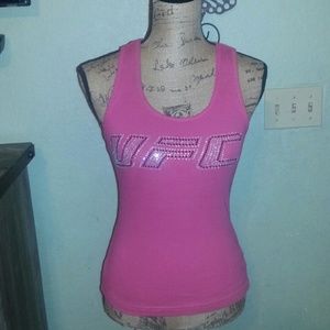 UFC Pink Rhinestone Logo Muscle Tee