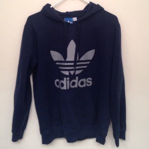 Blue adidas sweater with grey writing