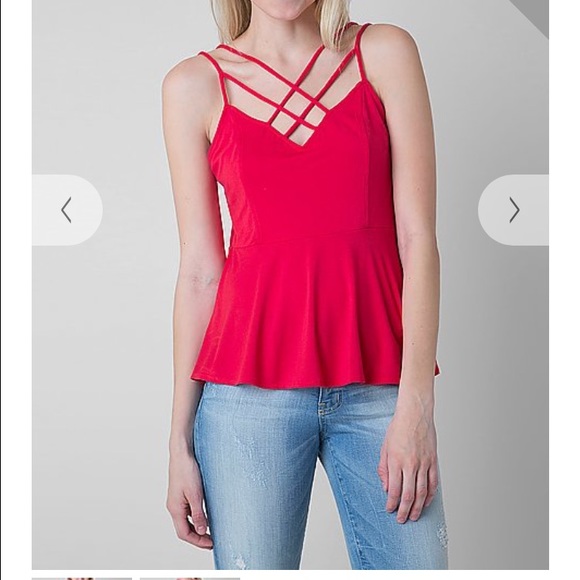 BKE red Peplum Tank Top