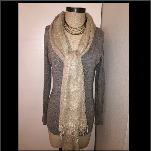The Limited Grey Knit Sweater w/Metallic Accents