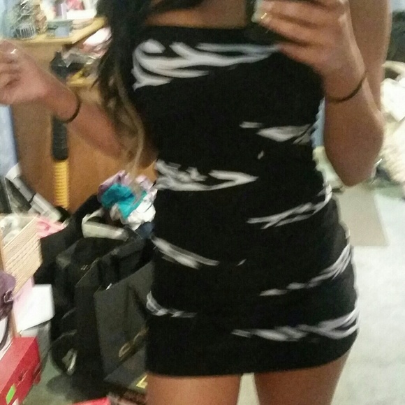 Black and Zebra Striped mini dress - Picture 2 of 4