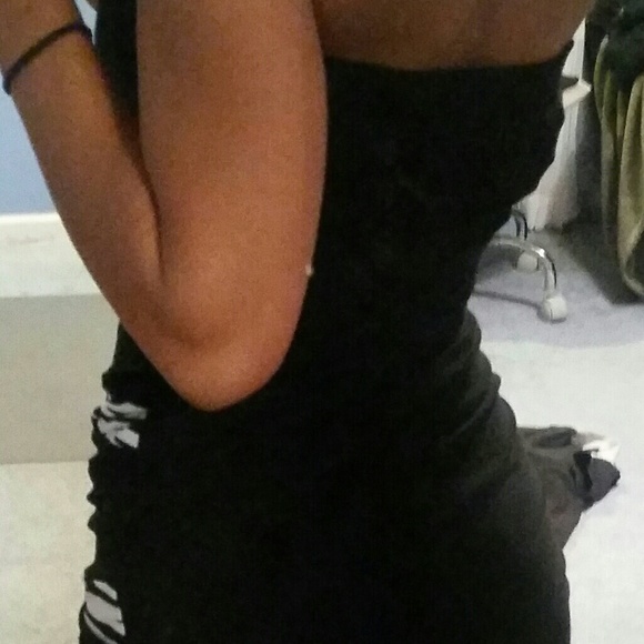 Black and Zebra Striped mini dress - Picture 3 of 4