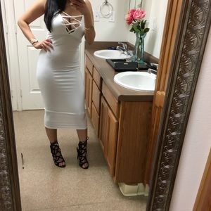 White midi dress