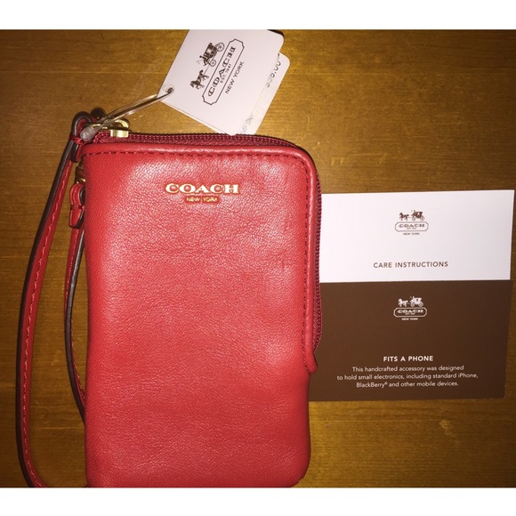 SOLD- Red Coach Leather Wristlet - Picture 2 of 4