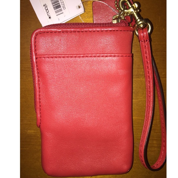 SOLD- Red Coach Leather Wristlet - Picture 3 of 4