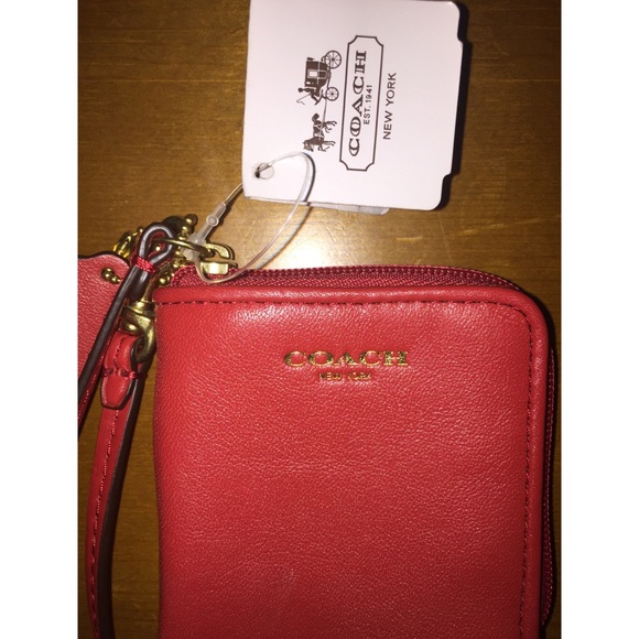 SOLD- Red Coach Leather Wristlet - Picture 4 of 4