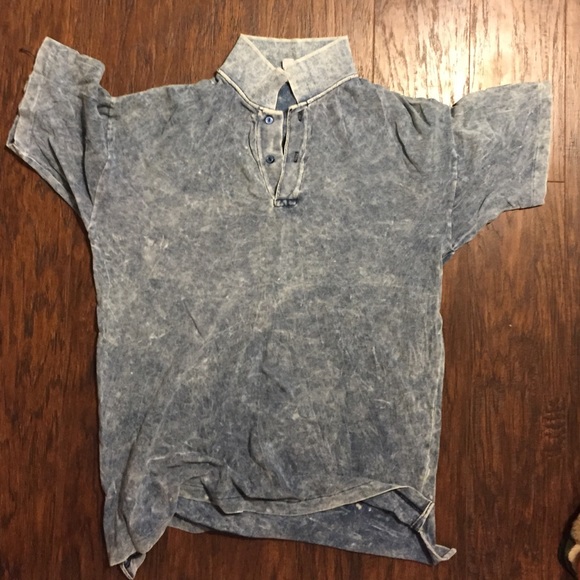 American apparel  collared acid wash blue shirt