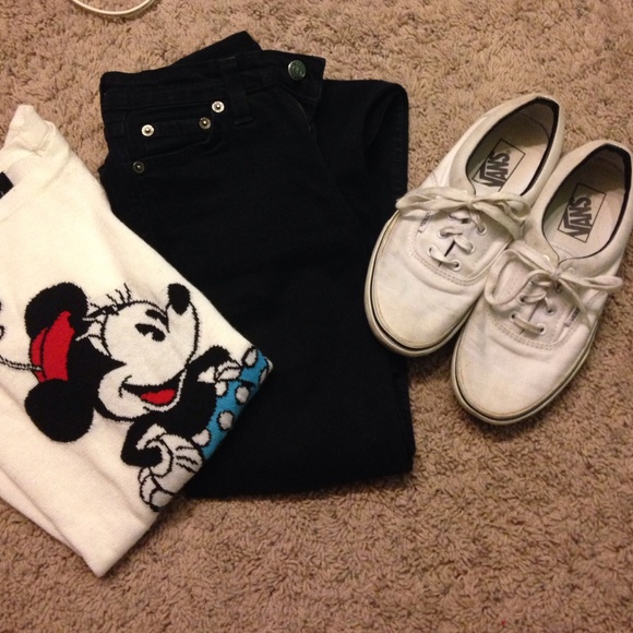 White Vans with black leather trim