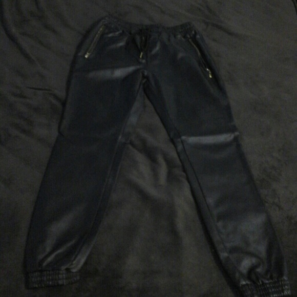 Leather joggers