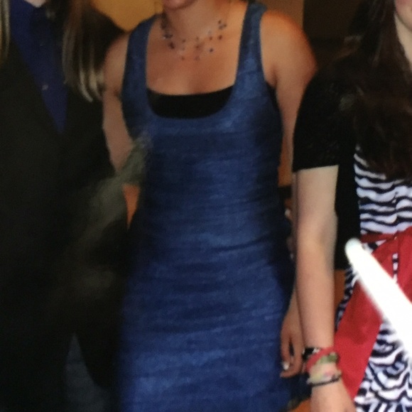 Blue layered form fitting dress