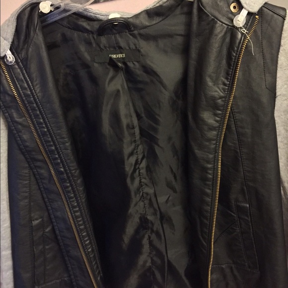 Faux leather jacket sweater