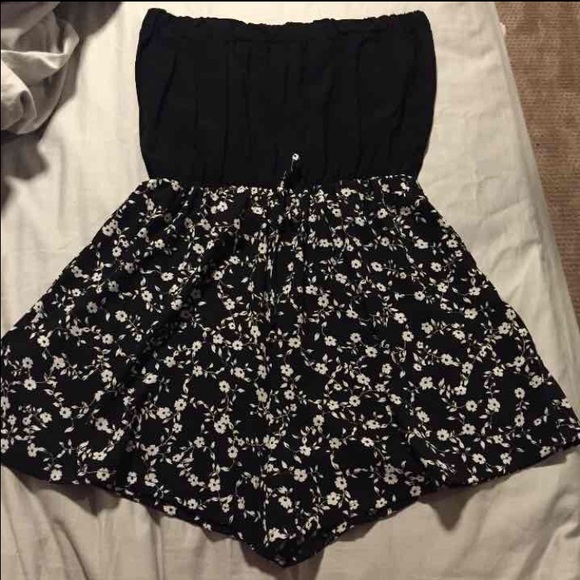 Strapless Floral Romper