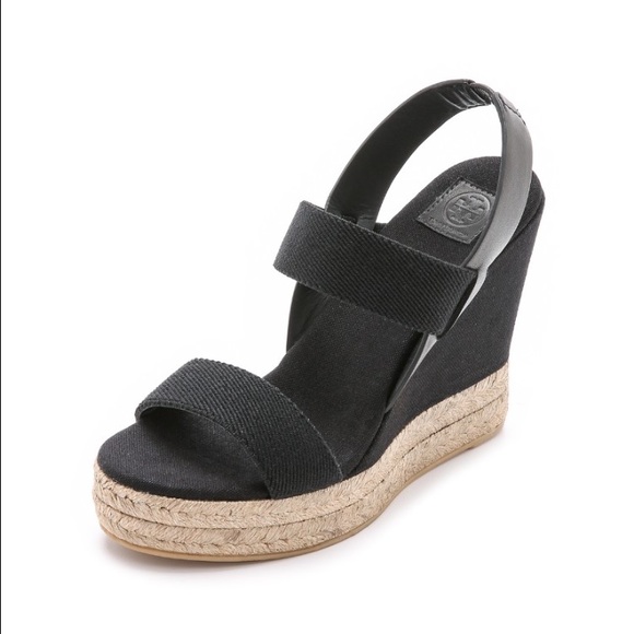 Tory Burch Black Braided Wedges