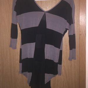 Black and grey thick stripped shirt