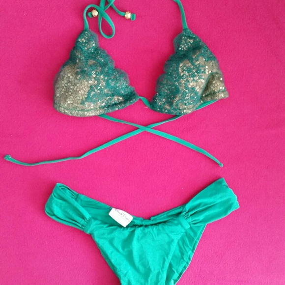 $70 incl Beach Bunny Swimwear Gold dust Bikini top