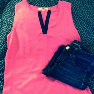 Hot pink tank top.