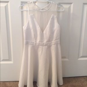 White fit and flare dress with mesh