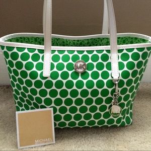 Michael Kors Green/White Kiki Charm Bag
