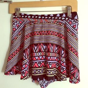 multi-color aztec flowy shorts