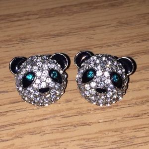 Betsey Johnson Asian Jungle Panda Crystal Earrings