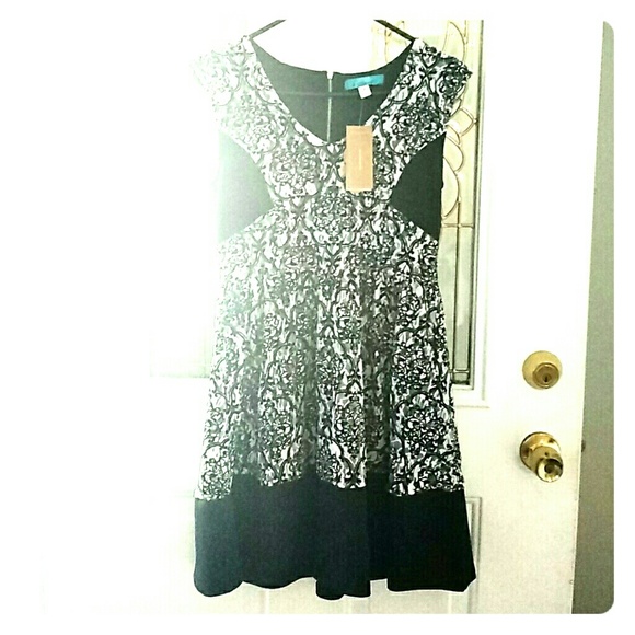 Black and white lace detail dress - Picture 1 of 1