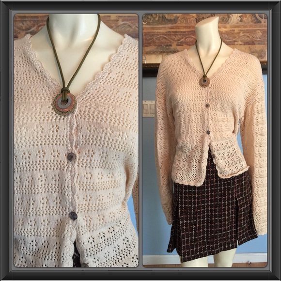 Carole Little dainty cream long sleeve cardigan.