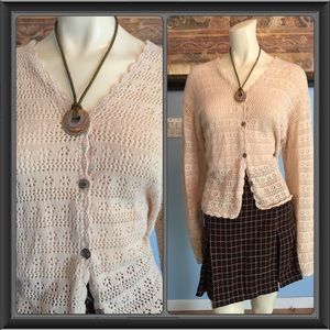 Carole Little dainty cream long sleeve cardigan.