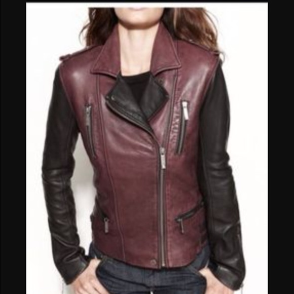 michael kors burgundy leather jacket