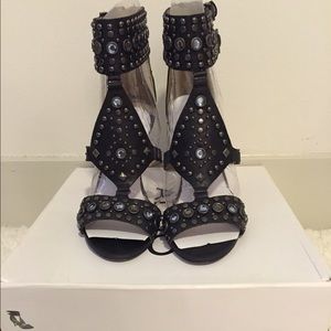 Aldo black embellished gladiator heel size 9