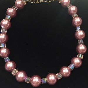 Blush pearl and crystal fashion necklace