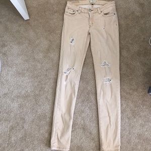 Free People Skinny leg tan jeans