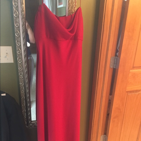 Long red dress from David bridal