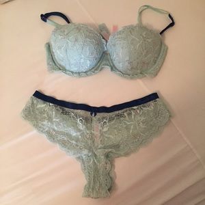 Blue/Silver Lace VS Push-up Bra and panty