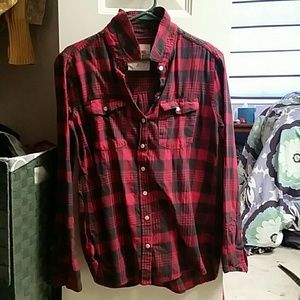 Gray and red plaid flannel