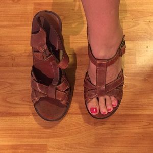 MIA Brown leather platform sandals