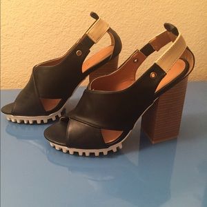 4 inch Stacked Heel Open Toe Sandals